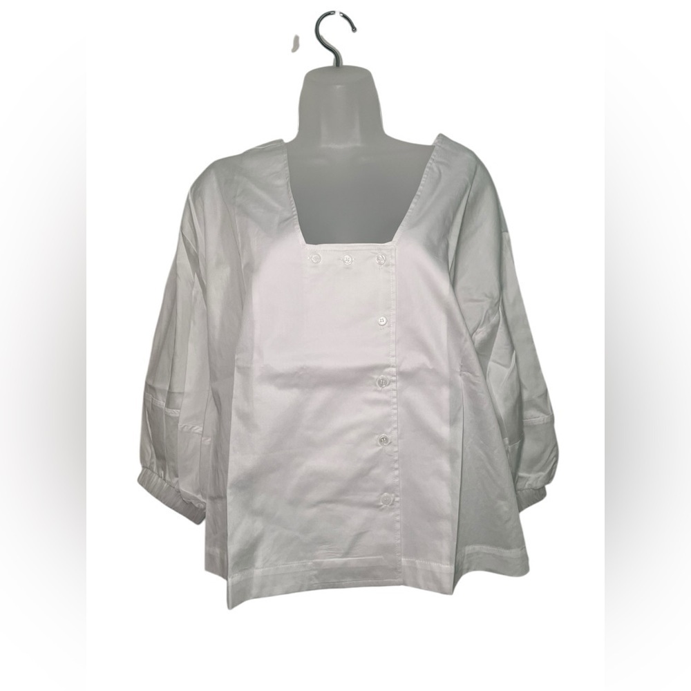 Harshman White Lilian Cotton Shirt Balloon Sleeve Blouse NWT Size M
